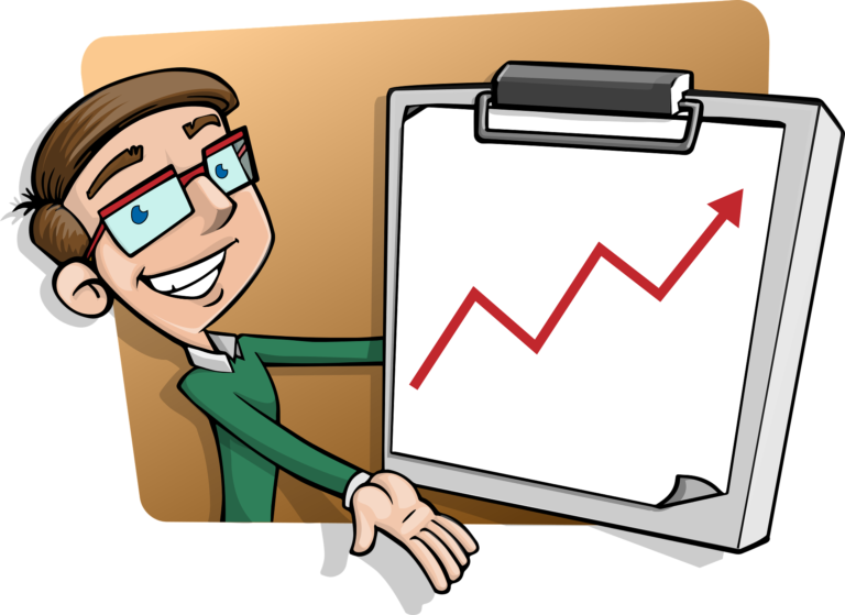 A guy is showing a growing bar graph in business after using digital marketing services for small business.